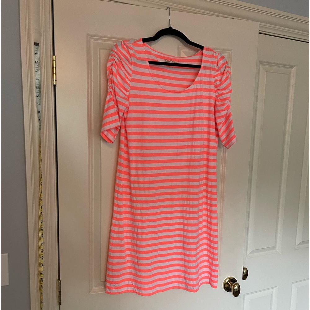 Lilly Pulitzer Orange Striped Kaley Dress, Size Large